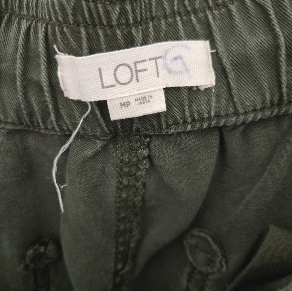 Loft Hunter Green Drawstring Paper Bag Waist Emory Taper Pants Medium Petite - Picture 3 of 7